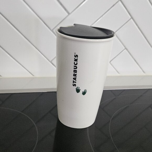 Starbucks Travel Tumbler Lid Cup 12oz Ceramic 2015 Anime Kid Finger Painting - Picture 2 of 4